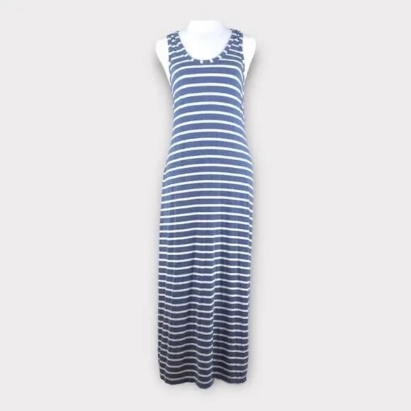 J. Crew Sleeveless Racerback Maxi Dress - Size Small - Blue & White Stripe - Picture 2 of 9